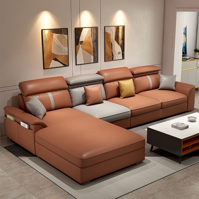 Modern Pillow Top Arm Sofa with Adjustable Bolster Pillows and Storage Bag