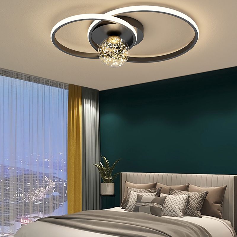 Plafonnier encastré multi-lumières à abat-jour rond de style moderne, noir