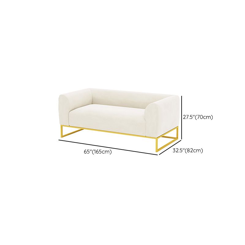 Modern 27.55" H Wood Frame Tuxedo Arm Sofa in White for Living Room