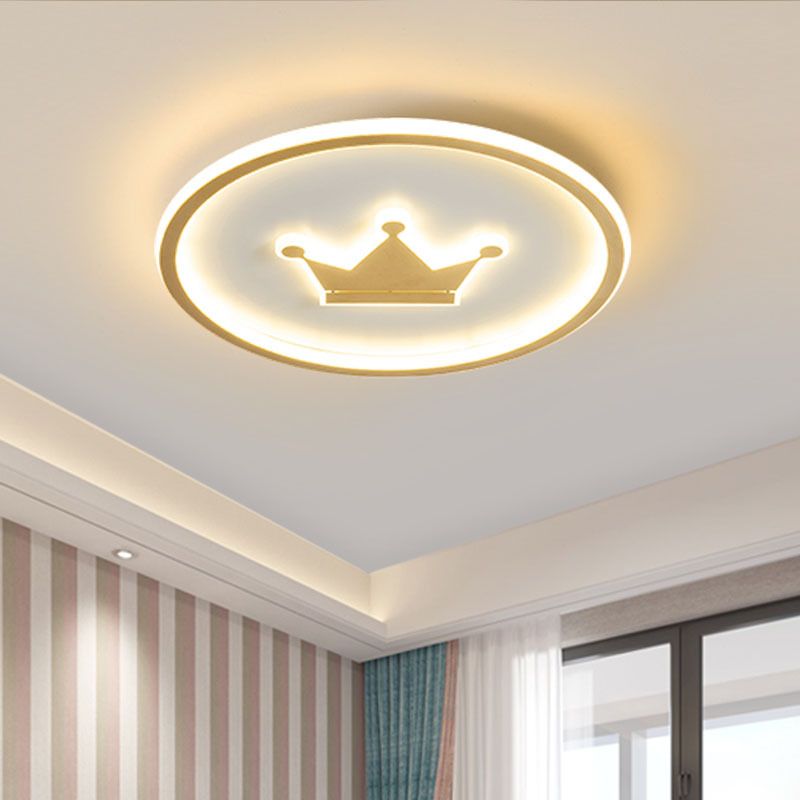Luminaire encastré circulaire contemporain en métal, plafonnier à 1 lumière, doré