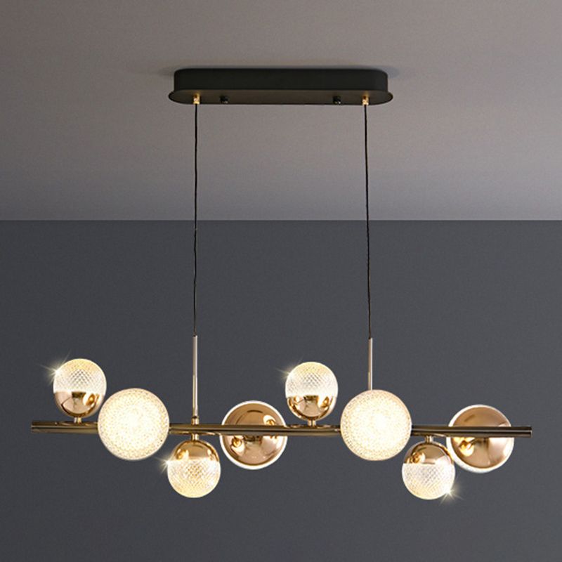 8-Light Globe Island Light Fixtures Modern Metal Kitchen Pendant Lights with Acrylic Shade