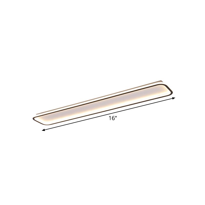 Lámpara de techo rectangular de acrílico, montaje empotrado LED negro minimalista en luz blanca/cálida, 16"/23,5"/31,5" de largo