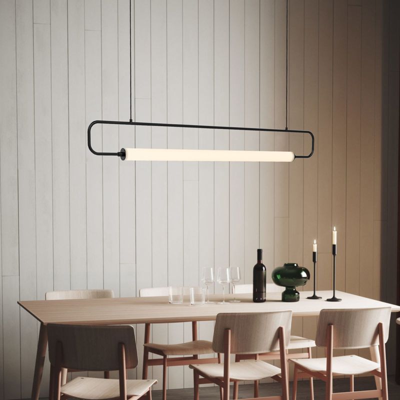 Modern Style Rectangle Island Light Fixture Metal 1- Light Island Pendant Light