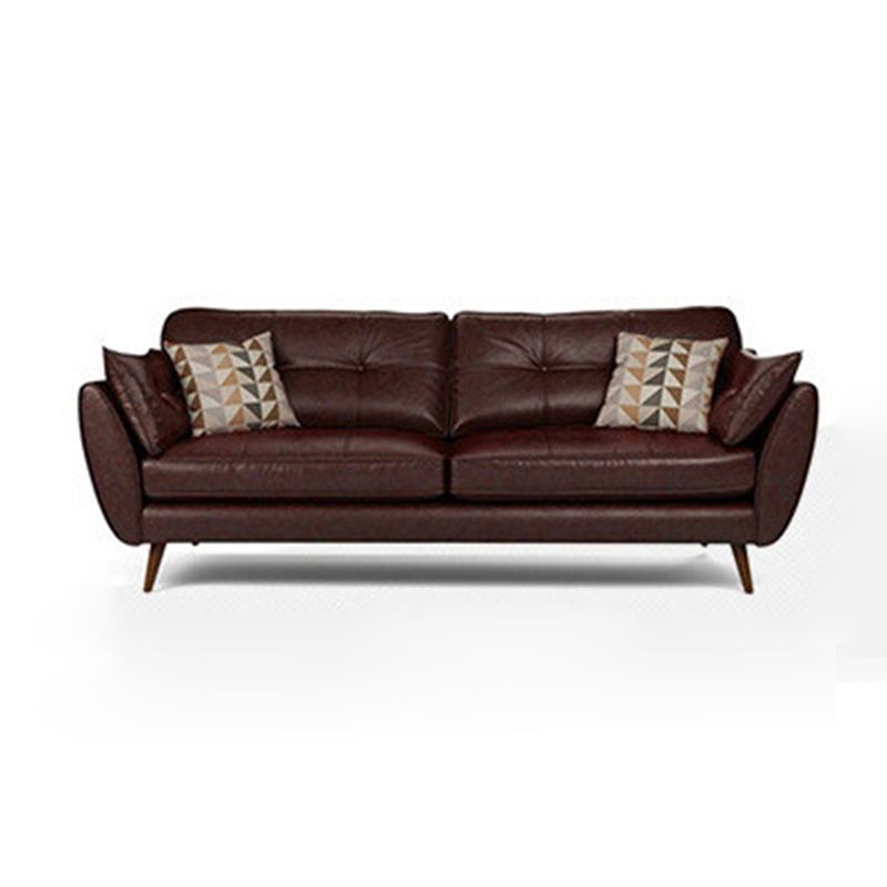 33.4" H 3-4 Seater Faux Leather Flared Arm Sofa for Living Room