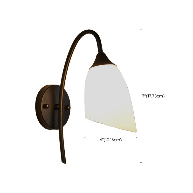 Black Metal Wall Light Modernism White Shaded Lighting for Foyer