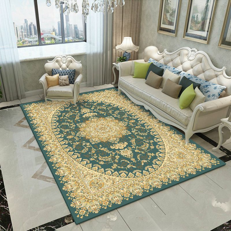 Dark Red Carpet Polyester Graphic Carpet Washable Area Carpet for Living Room