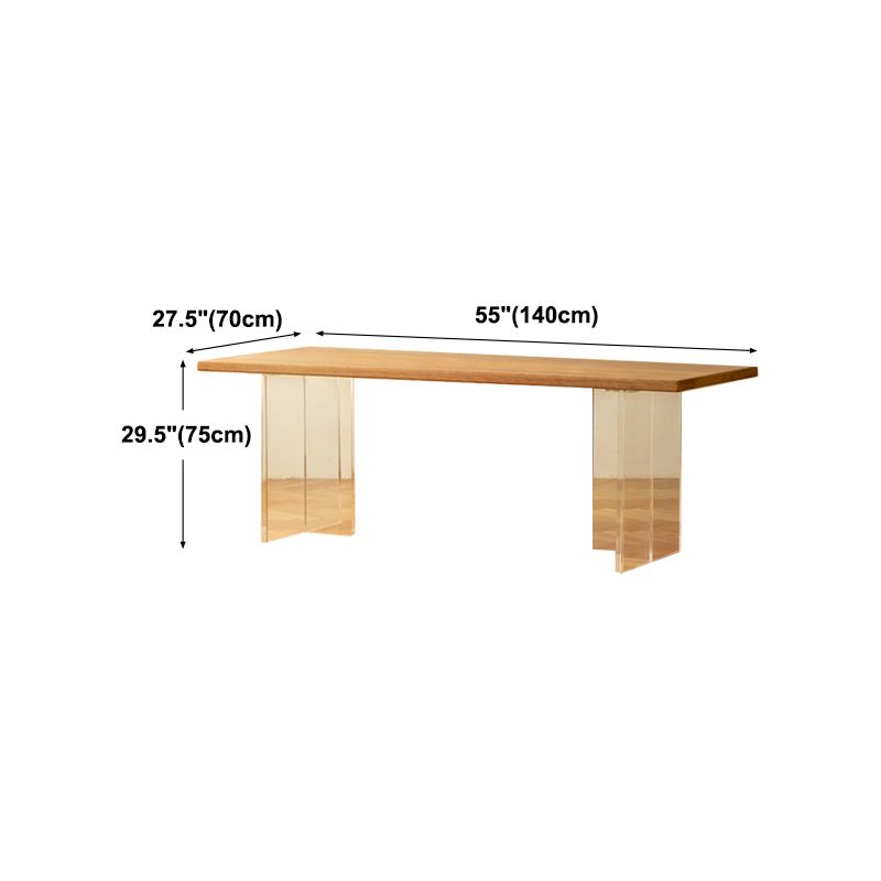 Solid Wood and Acrylic Dinner Table Modern Rectangle Fixed Dining Room Table