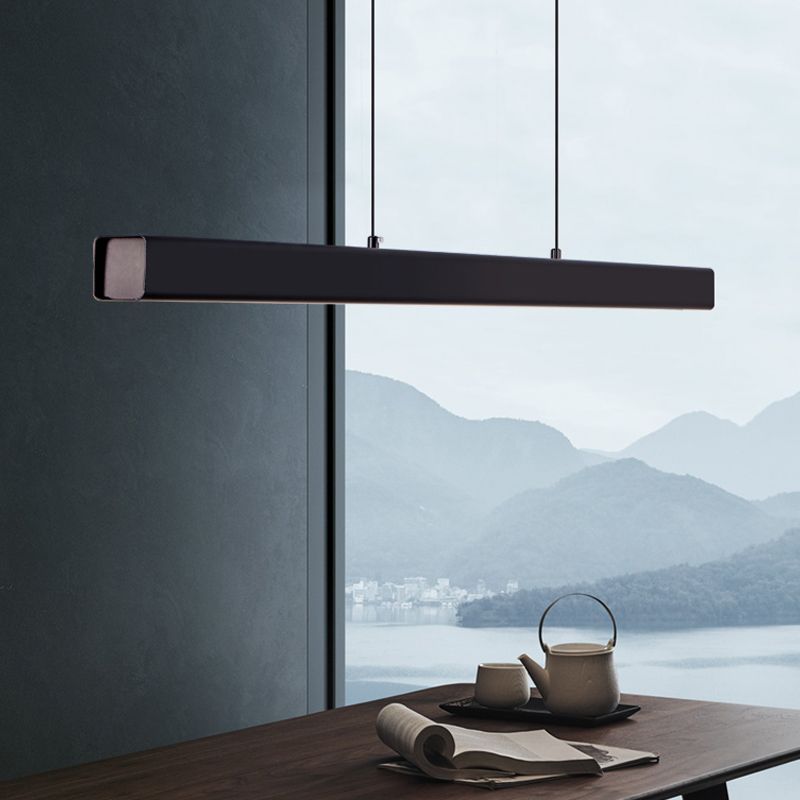 Linear Wood Island Light Fixture Modern Ceiling Pendant Light for Dining Room