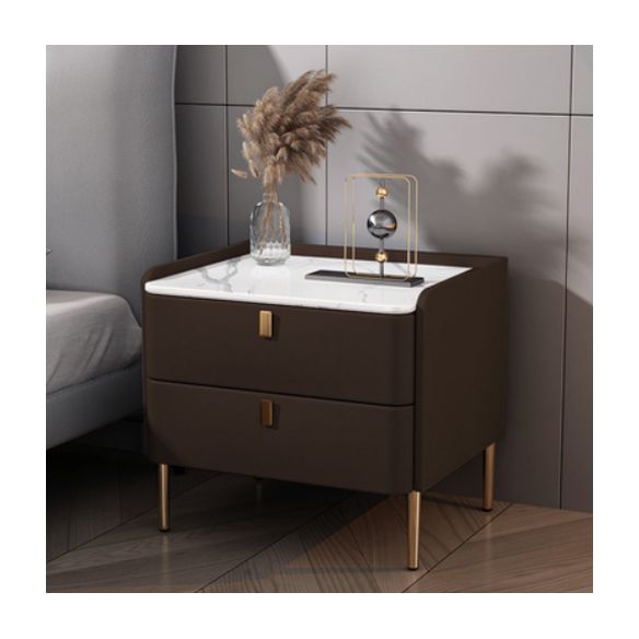 Light Luxury Bed Nightstand 2 Drawers Night Table with Legs for Bedroom