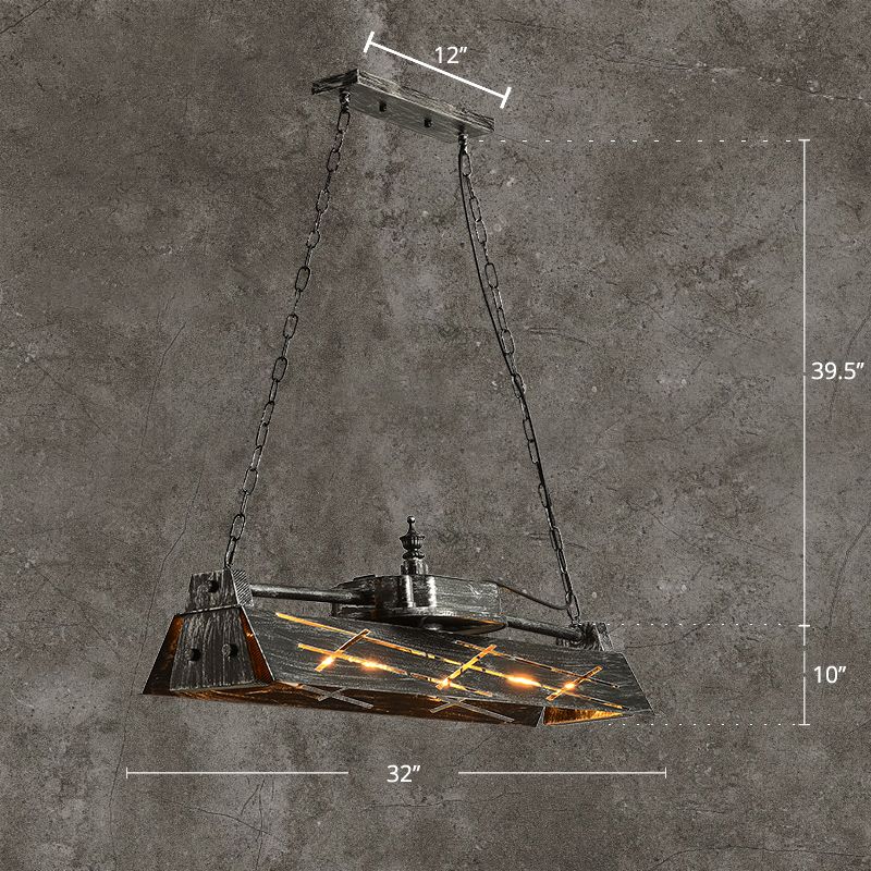 Metal Hollow-out Suspension Lamp Industrial 4-Light Dining Room Island Light Fixture