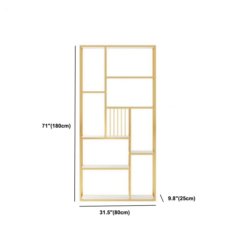 Gold Vertical Open Bookcase Glam Etagere Metal Book Shelf for Bedroom