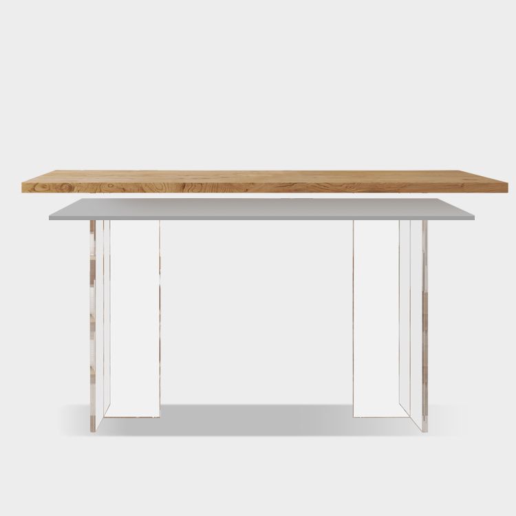 Modern Rectangle Bistro Bar Table Solid Wood Bar Table with Acrylic