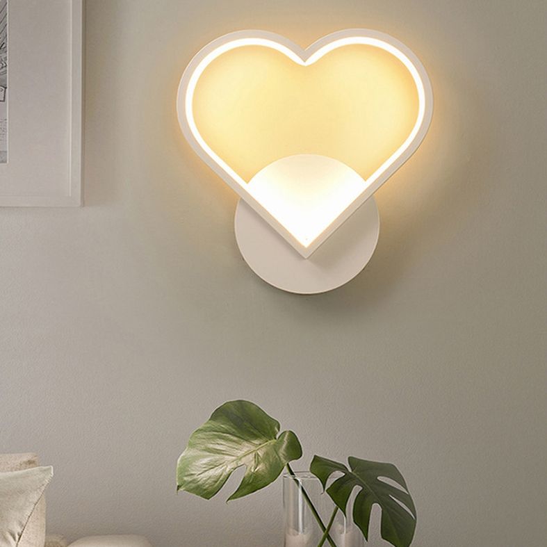 Wit geometrische LED -wandlamp in moderne eenvoud Smeedijzeren wandonderdelen met acrylschaduw