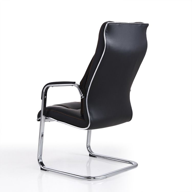 Faux Leather Task Chair Modern High Back Office Chair with Fixed Arms
