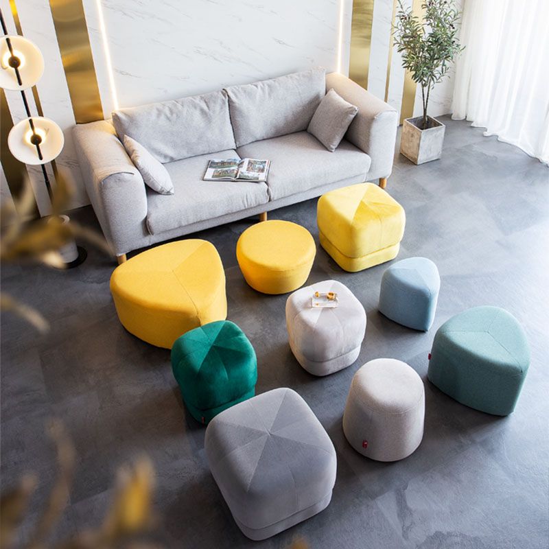 Modern Pouf Ottoman Velvet Upholstered Fade Resistant Solid Color Square Ottoman