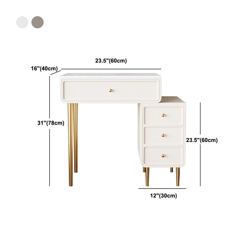 Luxurious Vanity Makeup Dressing Table Solid Wood Dresser with Metal Legs