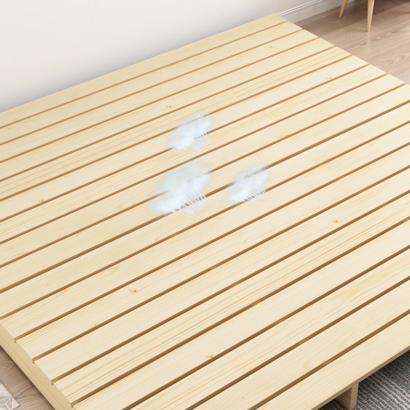 Modern Platform Bed Frame Solid Wood Platform Bed Pine Wood in Natural