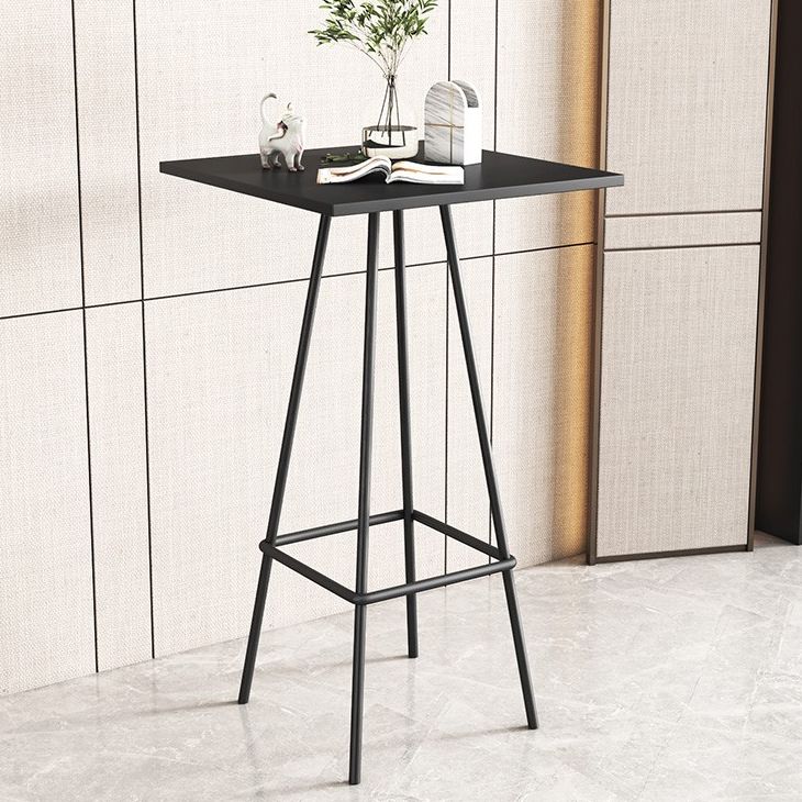 Modern 1/3/4 Pieces Bar Table Set Square Iron Counter Table with High Stools for Kitchen