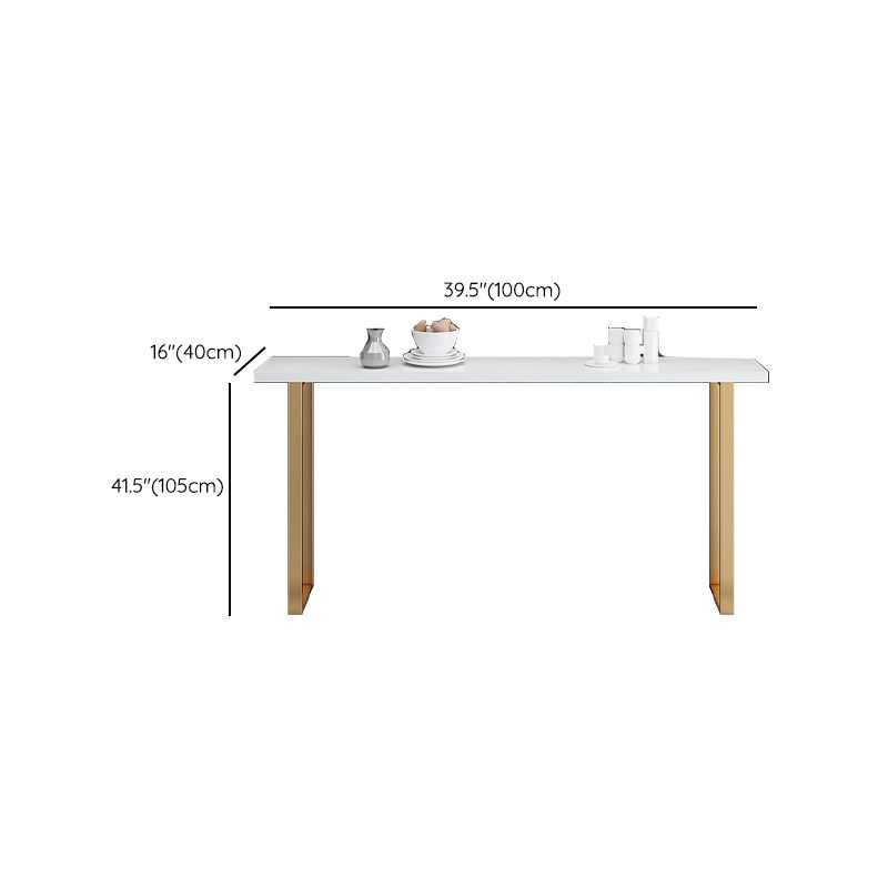 Glam Pub Height Dining Table White and Gold Counter Height Table