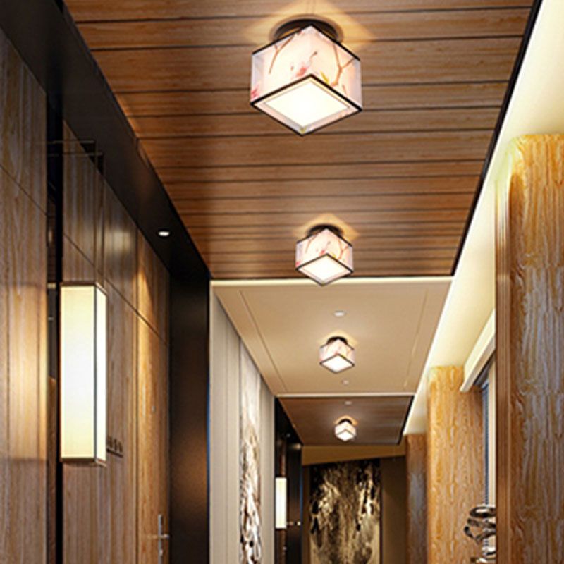 8 lange stoffen plafondlampen Chinese stijl inbouwverlichtingsarmaturen voor woonkamer