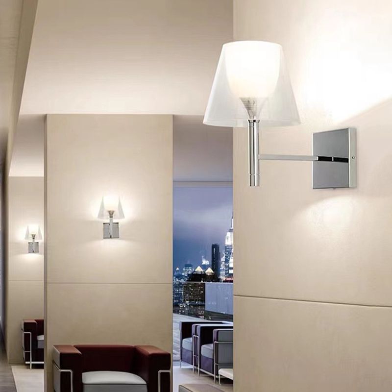 Acrylic Shade Wall Armed Sconce Minimalist 1 - Light Wall Light Fixture in Chrome Finish