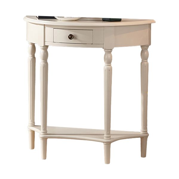 Solid Wood Half Moon Console Table 1-drawer End Table for Hall