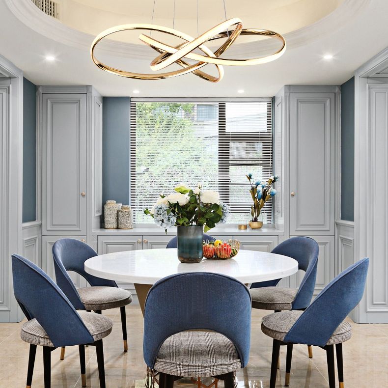 Modern Simplicity Spiral LED Chandelier Light Fixtures Metallic Hanging Pendant Lights for Restaurant