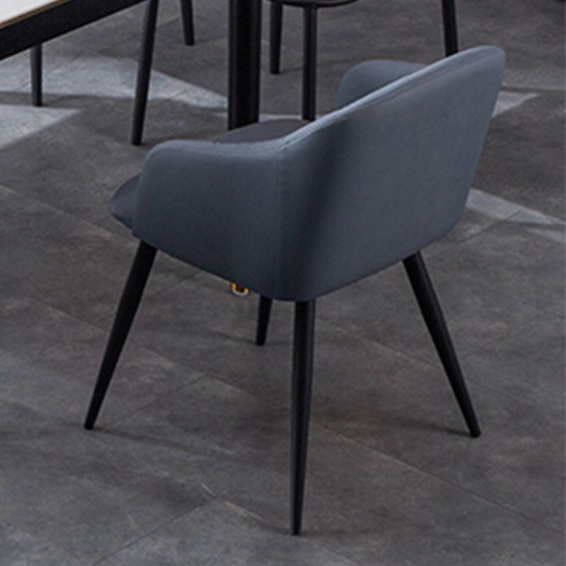 Industrial Faux Leather Dining Chair Upholstered Arm Chair with Metal Legs