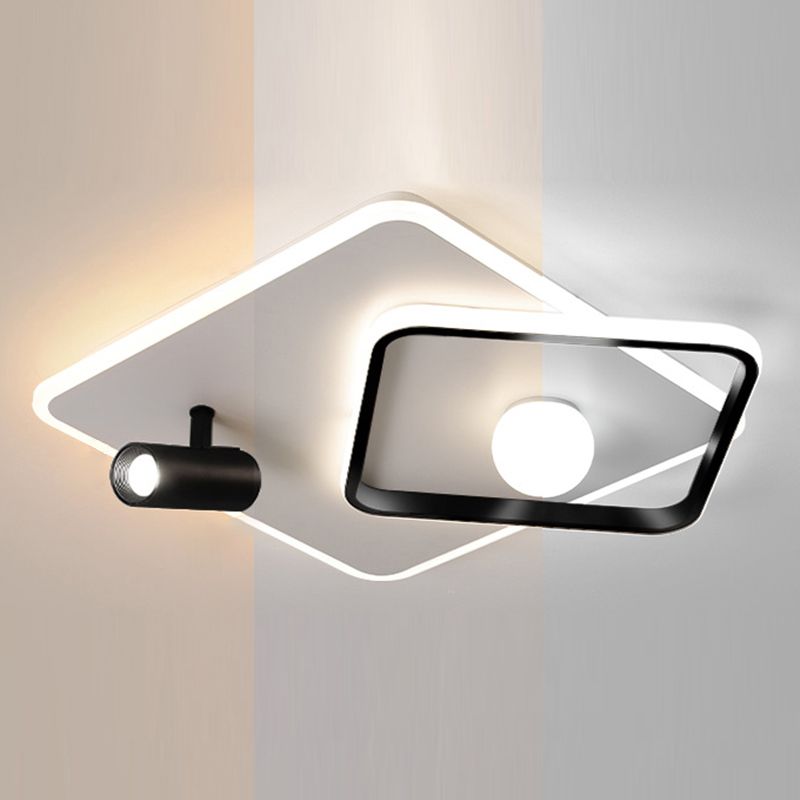 Modern Style Metal Ceiling Mounted Fixture Bedroom Flush Light with 1 Spotlight