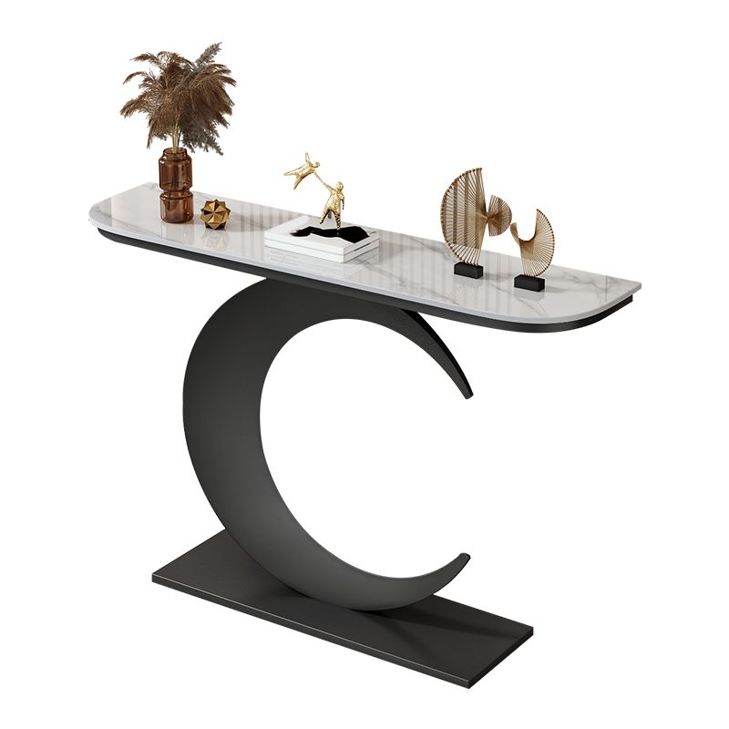 Abstract Metal Leg Half Moon Stain Resistant Console Table for Hall