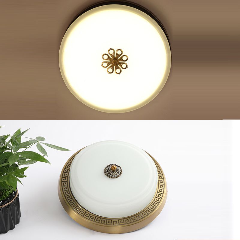 Koepelinbouwlamp Traditionele 1-lichts LED-lamp dichtbij plafond met glazen kap