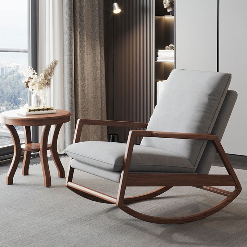 Mid-Century Modern Rocking Chair Fabric Upholstered Solid Color Porch Rocking Chair