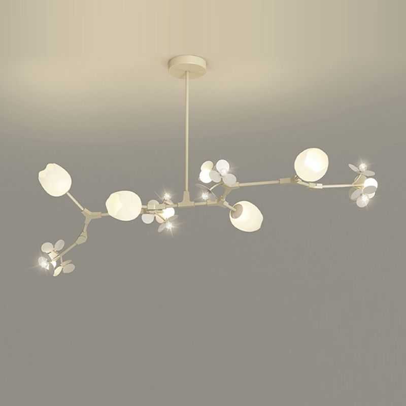 Modern Metal Ceiling Light Flower Shape Island Light with Crystal Shade for Living Room
