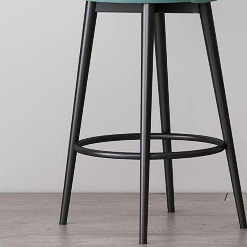 Scandinavian Upholstered Footrest Bar Stool Low Back Home Velvet Matte Finish Stool