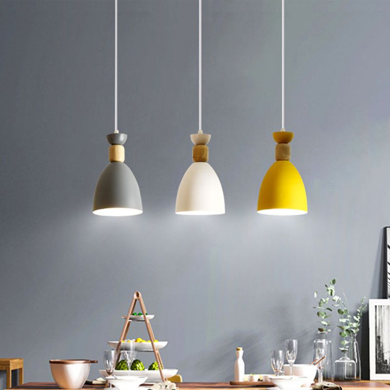 Bowl Shade Hanging Lighting Modern Macaron Style Metal 1 Light Hanging Lamping For Shop