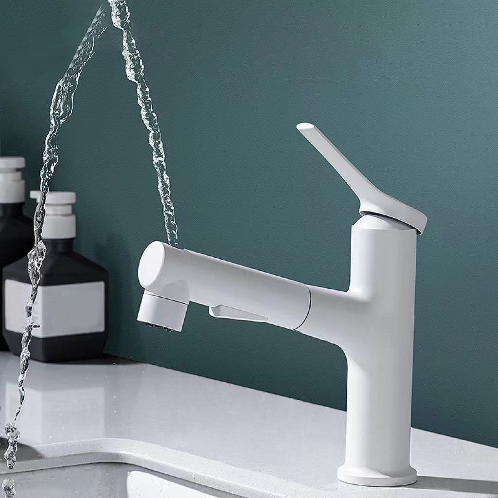 Modern Copper Sink Faucet Scratch Resistant Wide Spread Bathroom Faucet