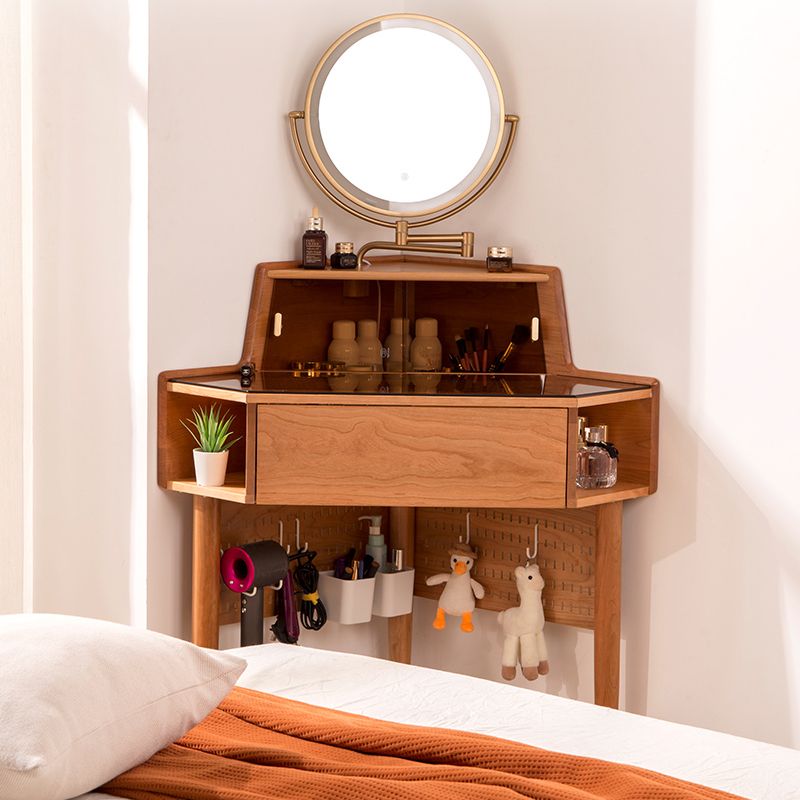 Contemporary Mirrored Glass Drawers Make-up Vanity with Storage for Bedroom