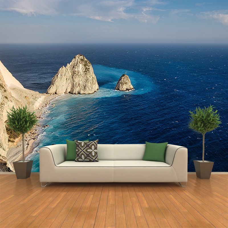 Seaside Landscape Mural Wallpaper for Sitting Room, Personalized Size Available