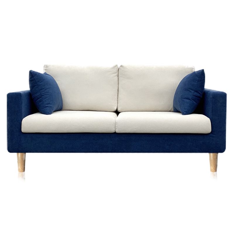 Linen Modern Standard Sofa 25.5"W Square Arm Sofa with Bolster Pillows for Living Room