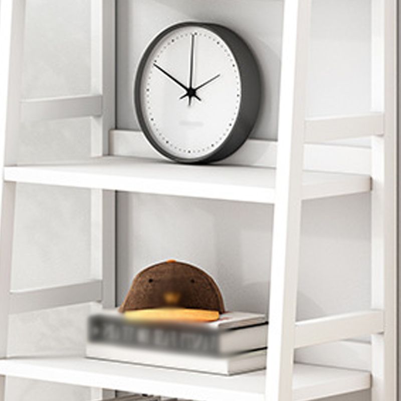 Contemporary Ladder Bookcase Wooden Open Back Bookshelf with Shelves for Home