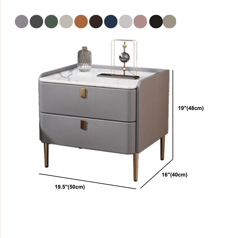 Light Luxury Bed Nightstand 2 Drawers Night Table with Legs for Bedroom