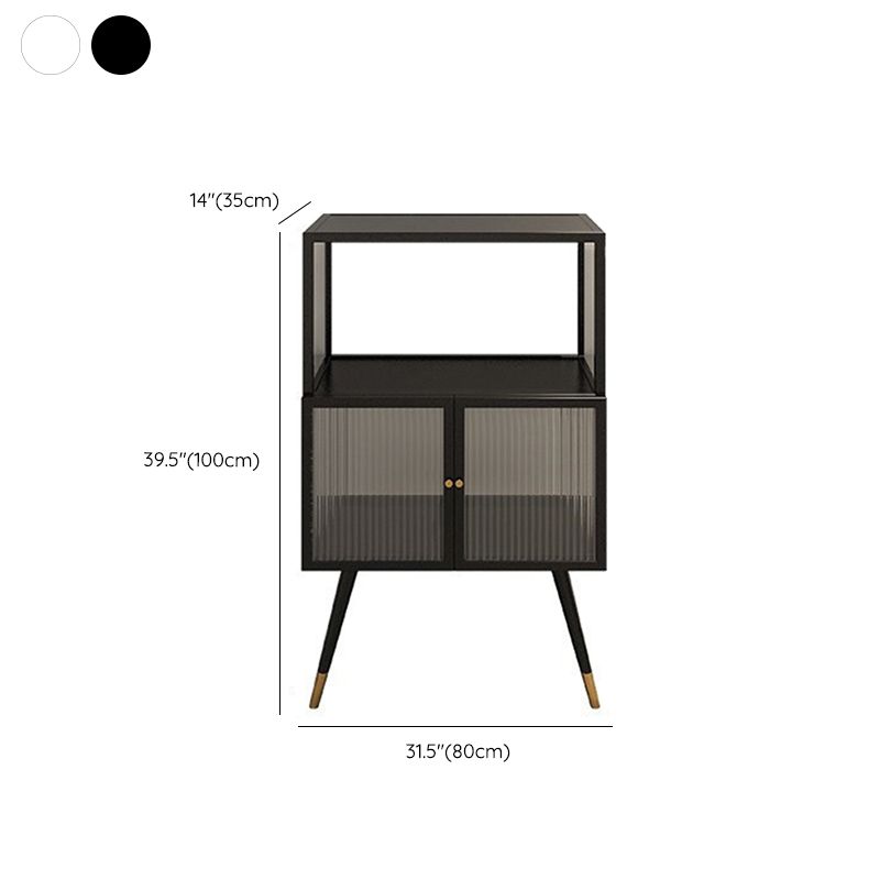 Contemporary Curio Cabinet Metal Glass Doors Display Stand for Dining Room