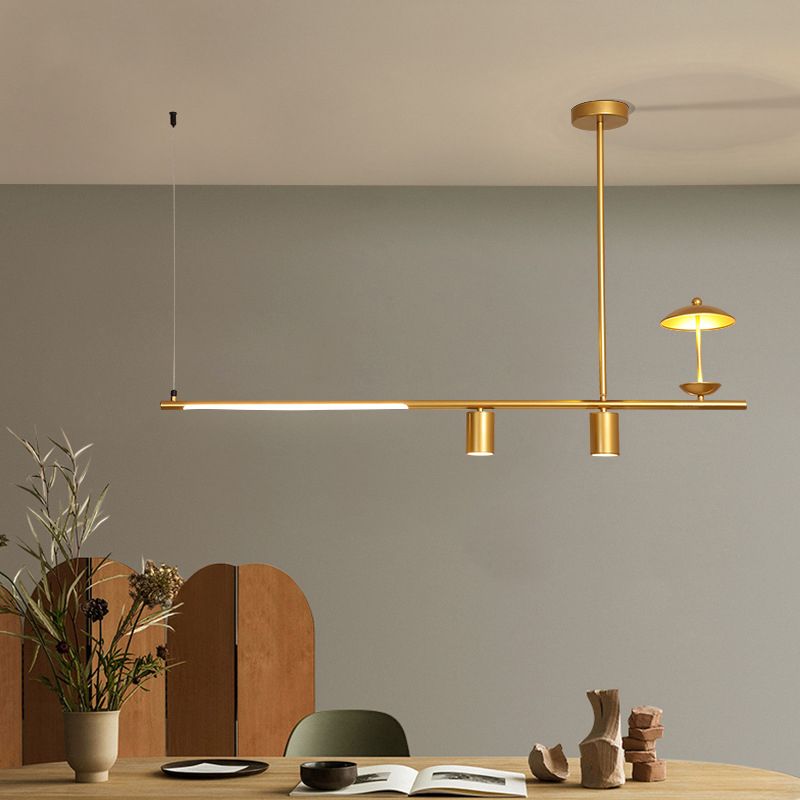 Modernism 4-Light Ceiling Light Metallic Kitchen Island Lighting for Dining Room