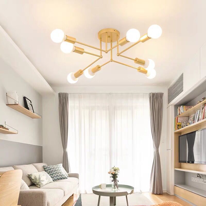 Industrie Retro Radial Semi Flush Mount Schmiedeeisendecke für Wohnzimmer