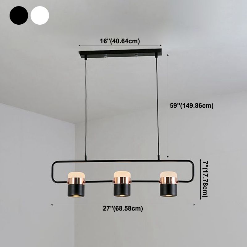 Cylinder Island Lighting Contemporary Metal Island Chandelier Lights for Kitchen
