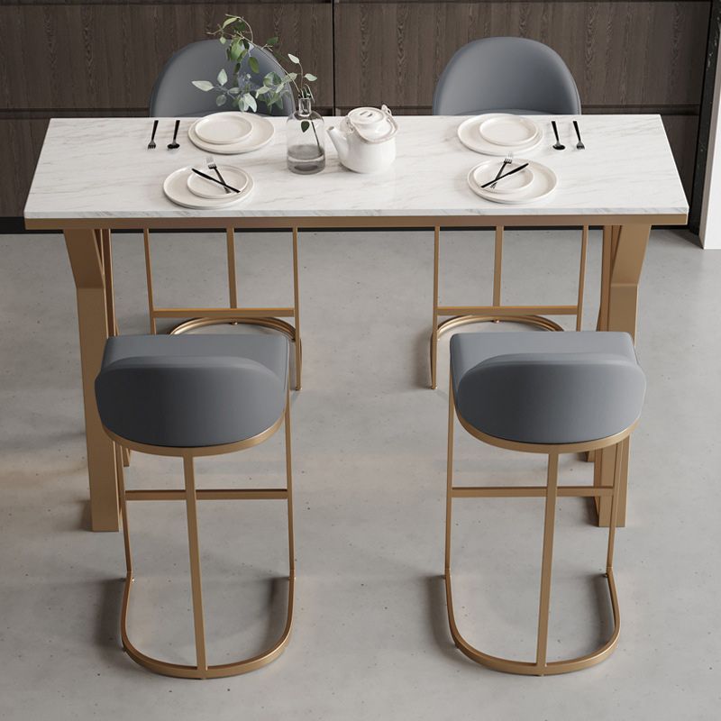 Stone Bar Dining Table Modern Rectangle Bar Table with 4 Legs Pedestal for Dining Room