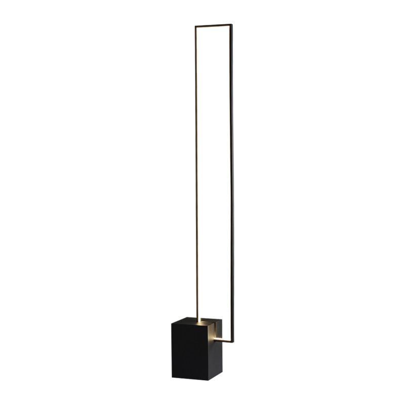 Minimalist Rectangular Standing Light Metallic Living Room LED Floor Light in Black