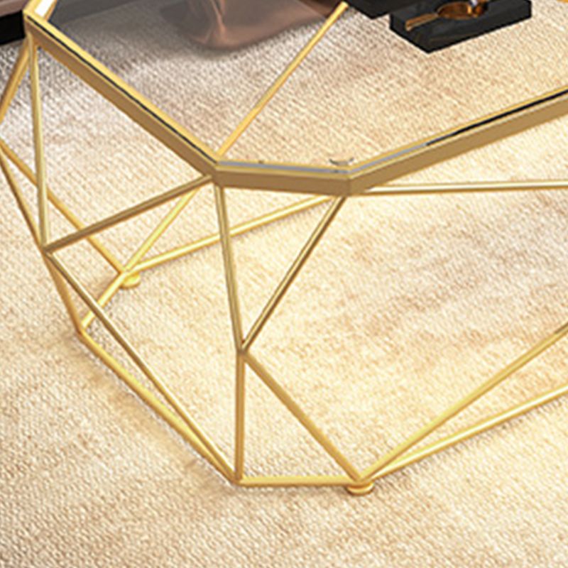 Modern Style Rectangular Glass Table Metal Bottom Frame Frame Base Coffee Table