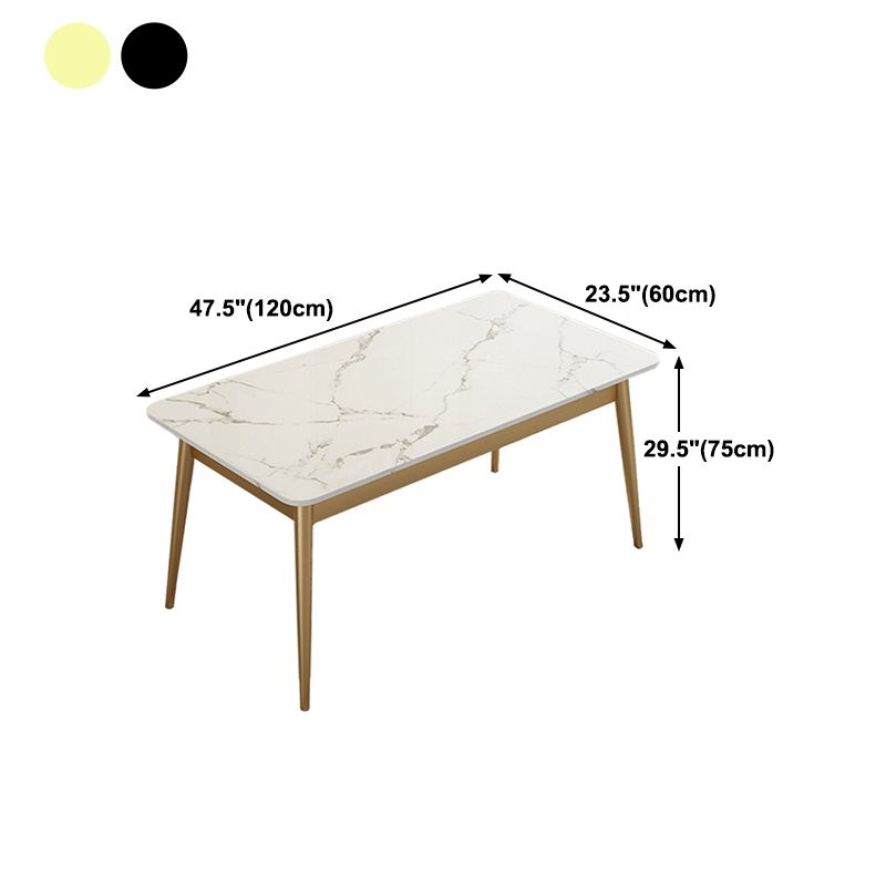 Modern White Stone Top Table Rectangle Dining Table for Kitchen