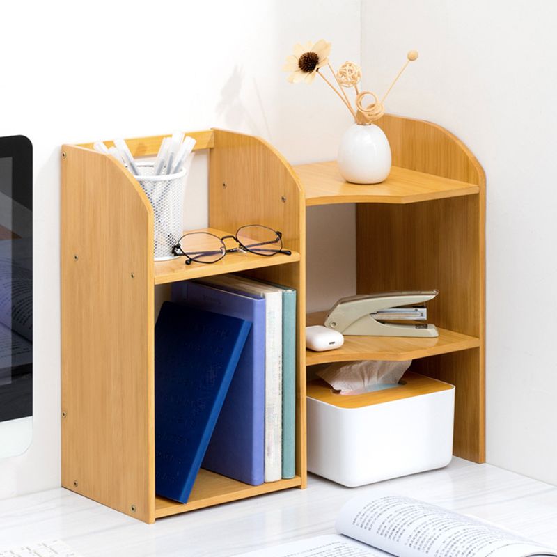 Modern Style Open Back Bookshelf Bamboo Bookcase with Shelves